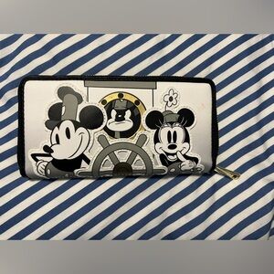 Loungefly zippered wallet Disney Mickey and Minnie Steamboat